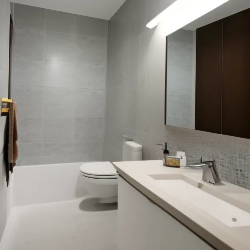 

A picture of a modern, clean, and well-maintained bathroom with all the necessary amenities.