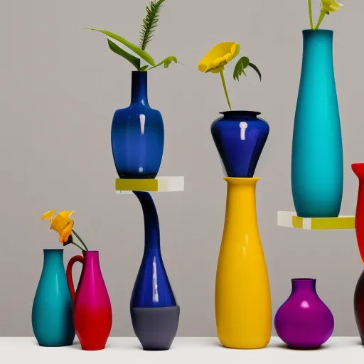 

A close-up of a variety of colorful vases in different shapes and sizes, arranged on a white background.