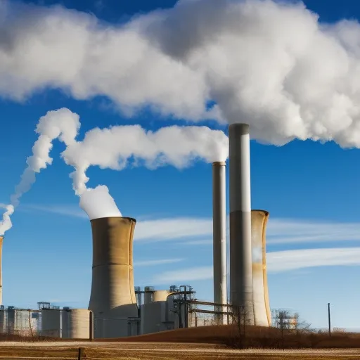 

An image of a power plant with a bright blue sky in the background, illustrating the source of electric power.