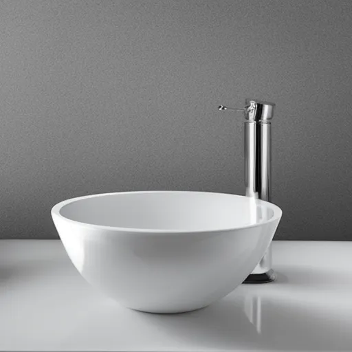 

A white porcelain wash basin with a chrome faucet, sitting on a countertop.